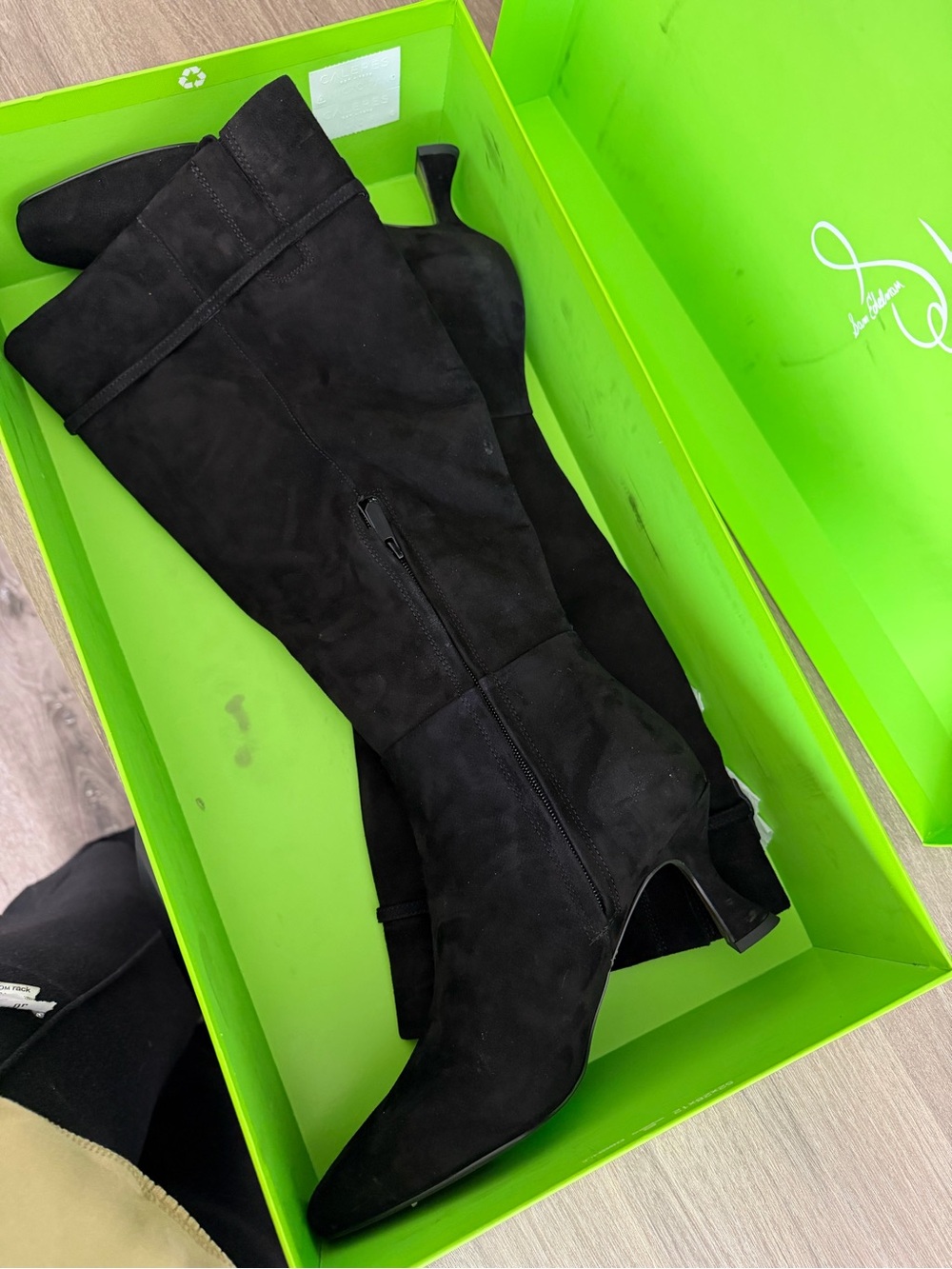 Sam Edelman Black Suede Over-the-Knee Boots with Gold Accent - Picture 4 of 9